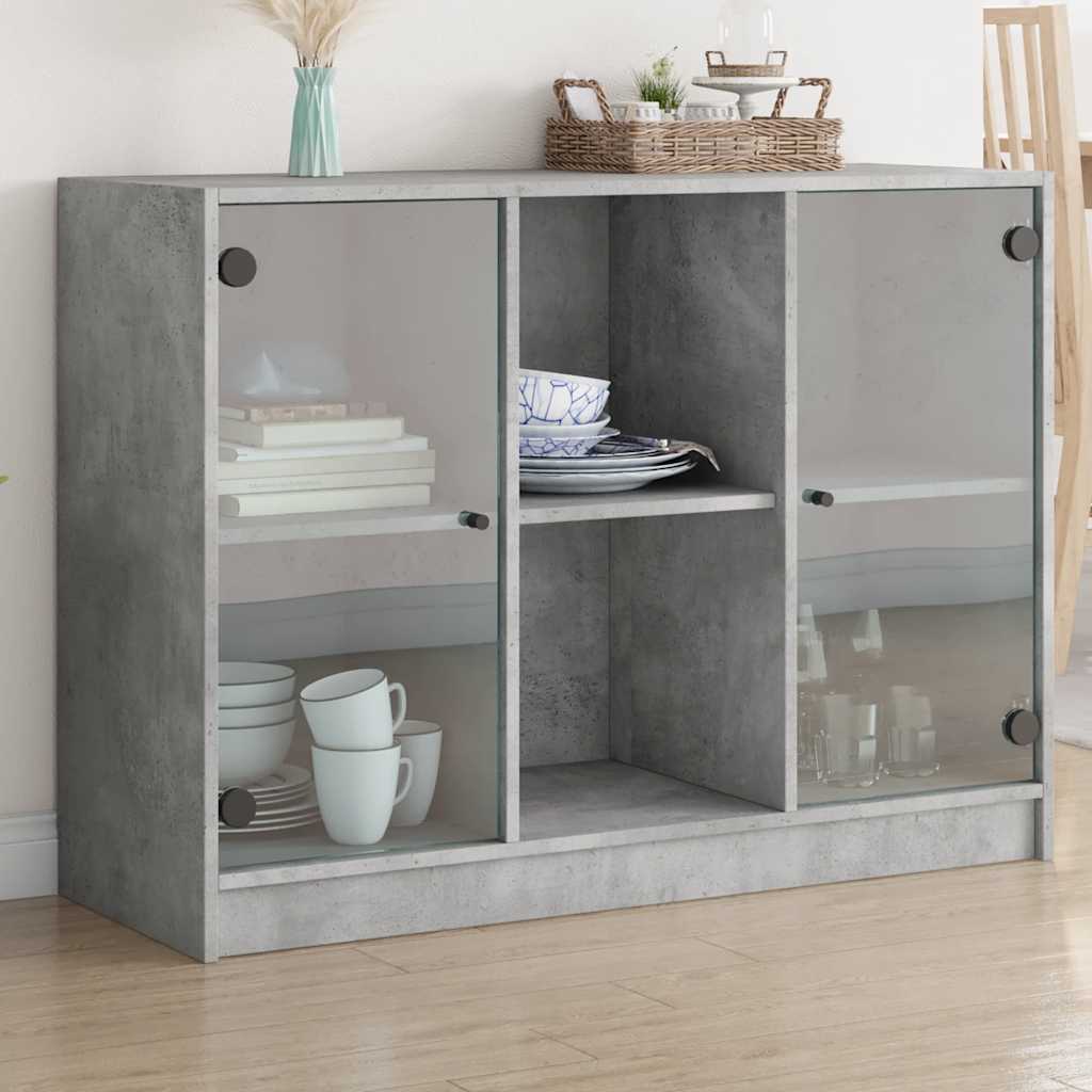 Sideboard Concrete Grey 102x37x75.5 cm Engineered Wood